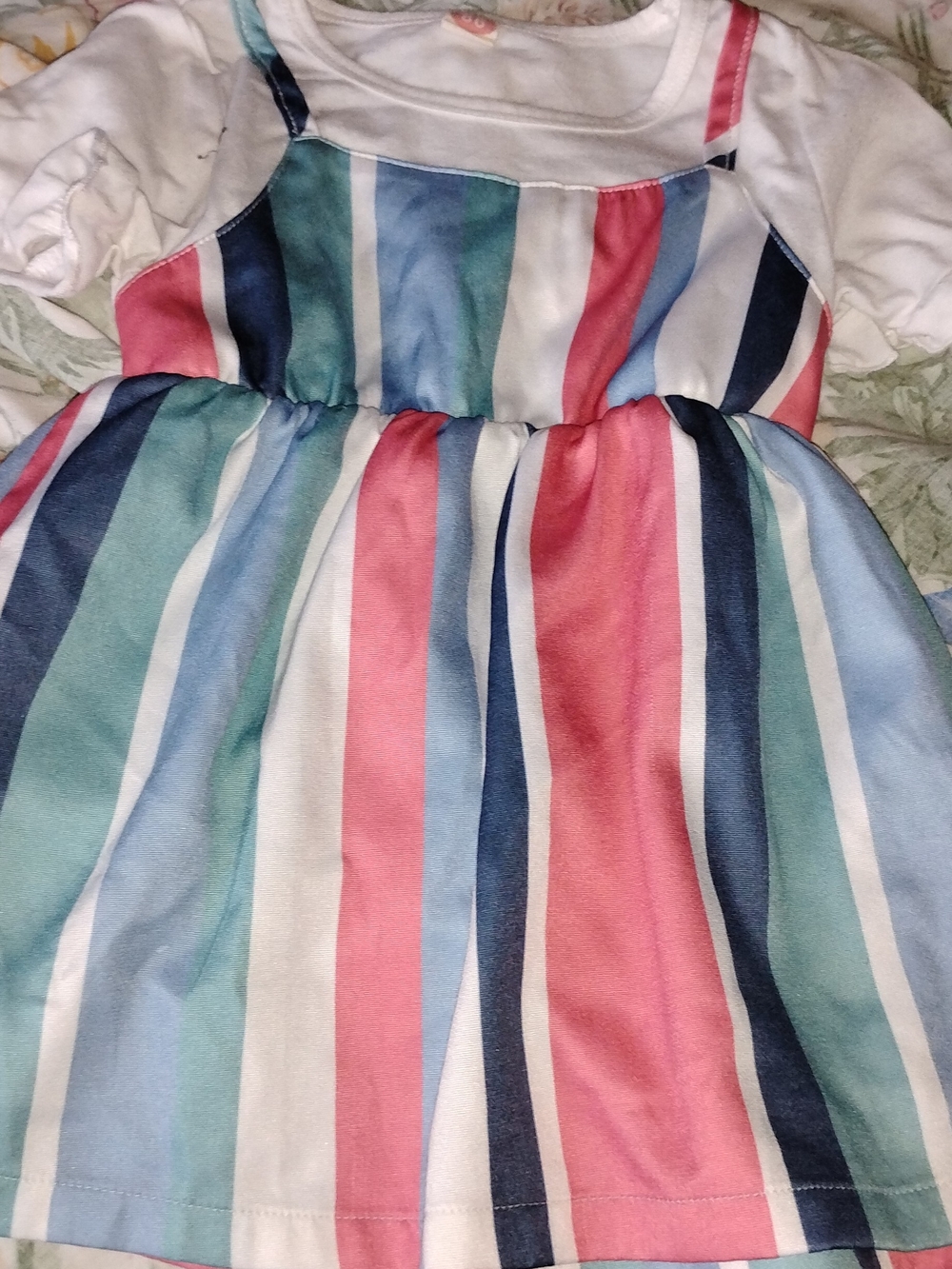 Toddler Striped Multicolor Sundress with White Tee